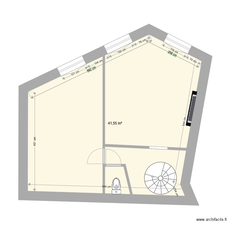 2EME ETAGE AVANT TRAVAUX. Plan de 0 pièce et 0 m2