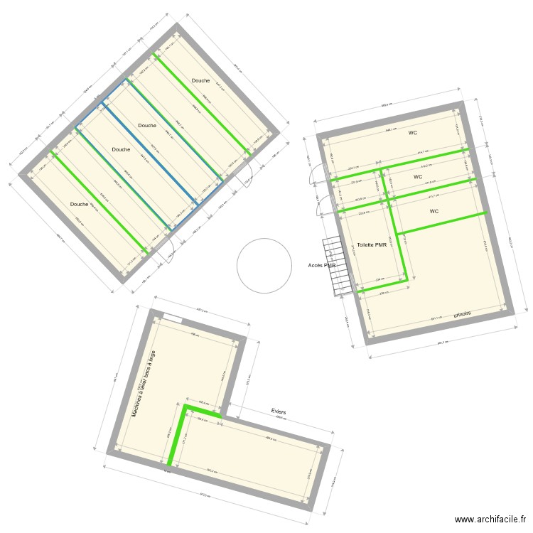 Colporteur sanitaire. Plan de 11 pièces et 160 m2