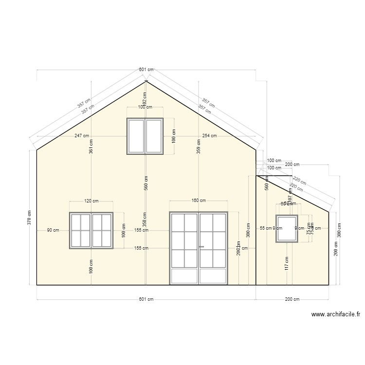 mézy v1.4 FUTUR 2 pans parallèles - vue du jardin - centre ile. Plan de 0 pièce et 0 m2