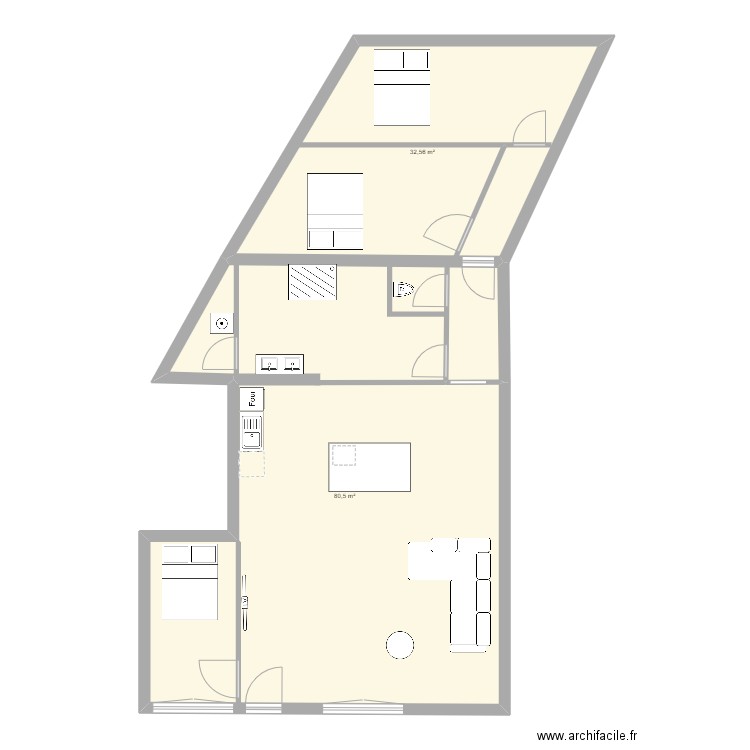 maison 33c. Plan de 2 pièces et 113 m2