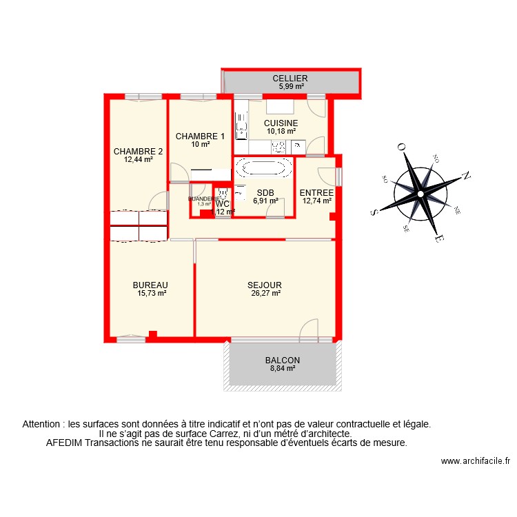 BI 8091 . Plan de 12 pièces et 114 m2