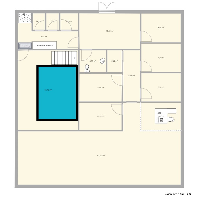 NEW PLAN 2. Plan de 16 pièces et 198 m2