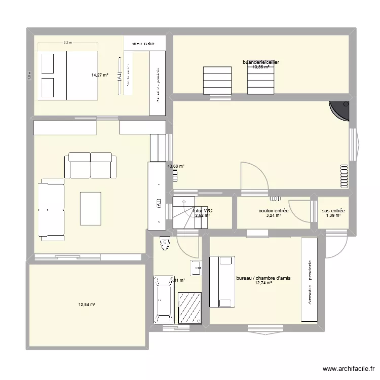 RDC projet. Plan de 9  et 110 m²