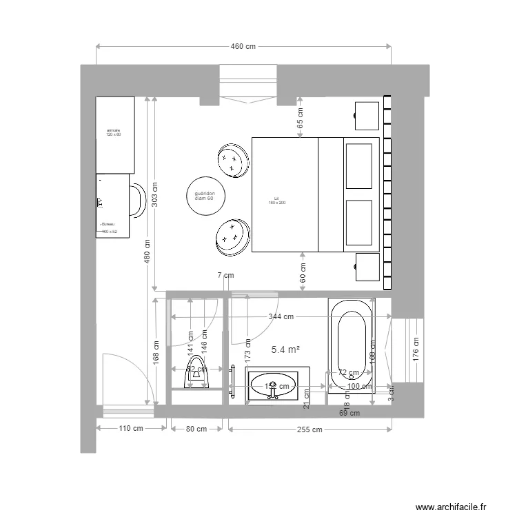 COMBLES      CHAMBRE 27. Plan de 