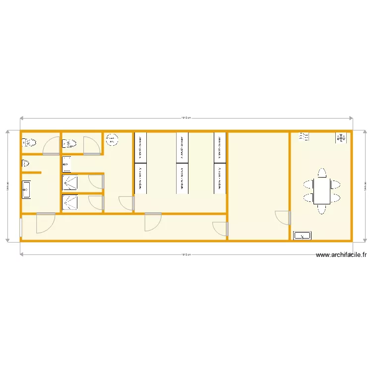 Vestiare Poutrelle apr&egrave;s travaux. Plan de 