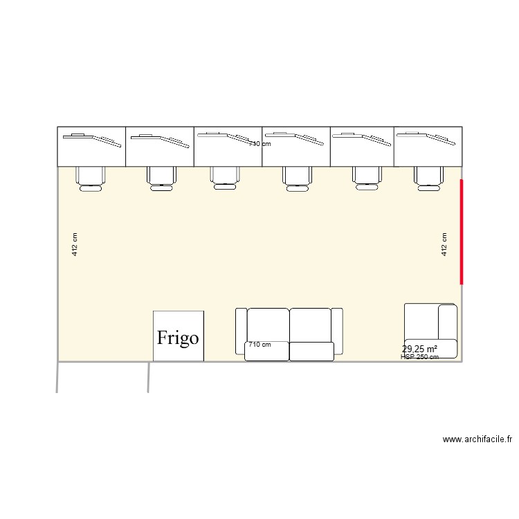 Bootcamp. Plan de 1 pièce et 29 m2