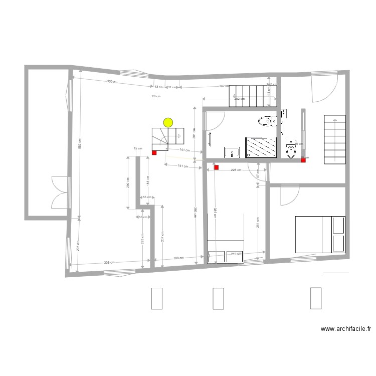 SuchelR2 Montblanc. Plan de 6 pièces et 77 m2
