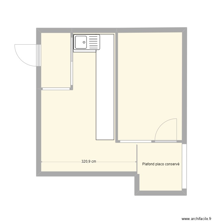 Pharmacie de l'océan. Plan de 2 pièces et 22 m2