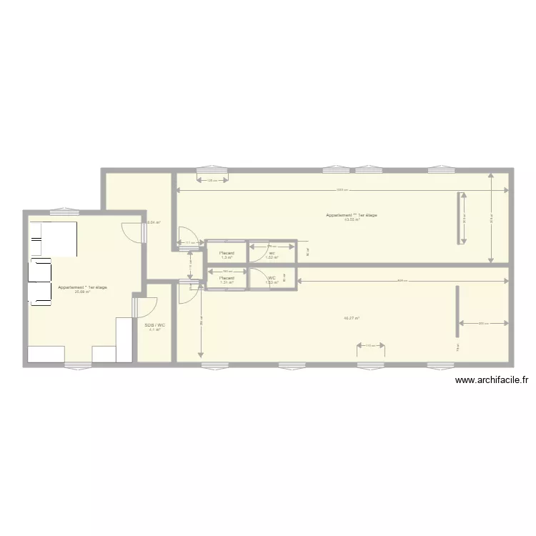 plan 1er &eacute;tage complet. Plan de 