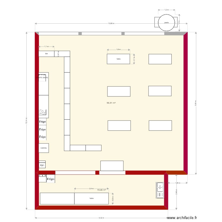 appartement. Plan de 2 pièces et 116 m2