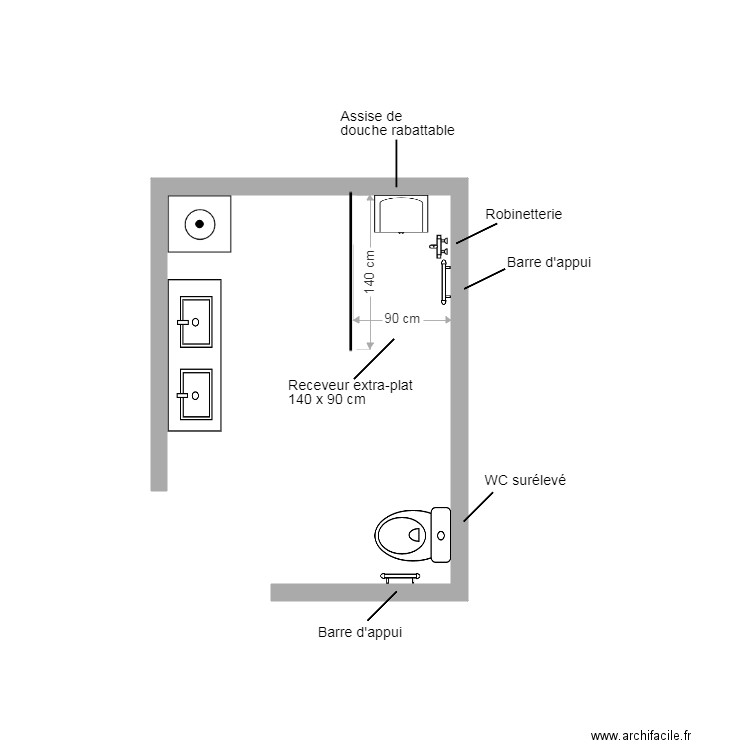 Villelonge SDB projet. Plan de 0 pièce et 0 m2