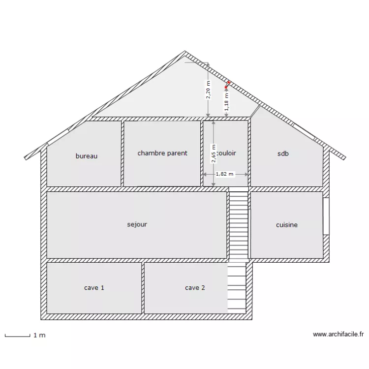 r1 r2 vue de cot&eacute;. Plan de 