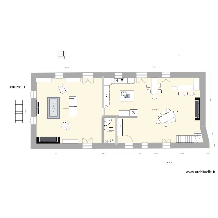 Maison_V6. Plan de 3 pièces et 133 m2