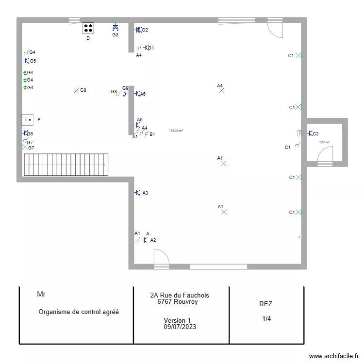 sch&eacute;ma &eacute;lectrique Rouvroy. Plan de 