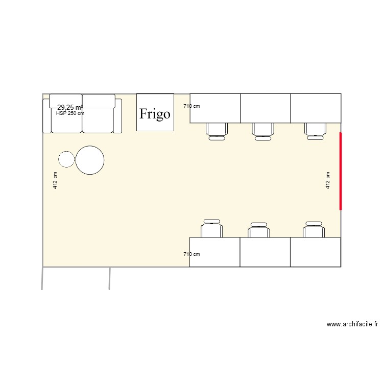 Bootcamp 3. Plan de 1 pièce et 29 m2