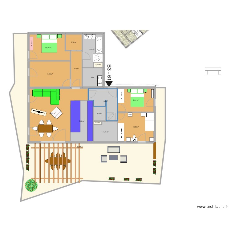 Spetemes. Plan de 16 pièces et 192 m2
