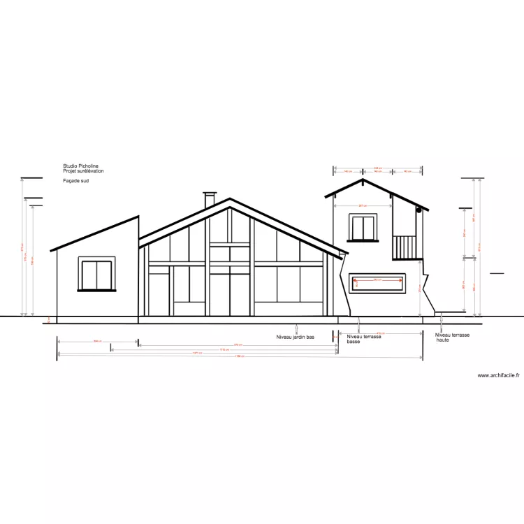 Studio Picholine Projet 02 18 3 sur&eacute;l&eacute;vation Fa&ccedil;ade Sud 2. Plan de 