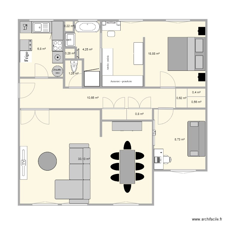 appartement fini modification 1. Plan de 0 pièce et 0 m2