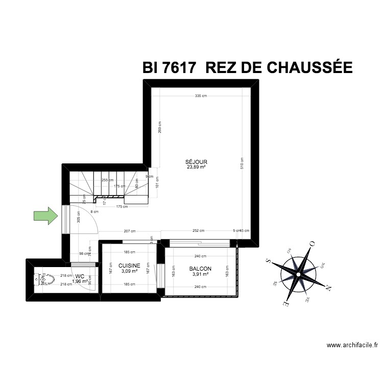 BI 7617. Plan de 14 pièces et 97 m2