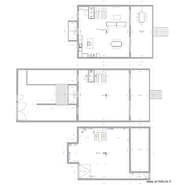 RDC . Plan de 10 pièces et 347 m2