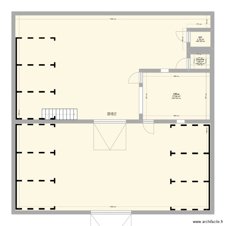 Atelier225m2. Plan de 4 pièces et 228 m2