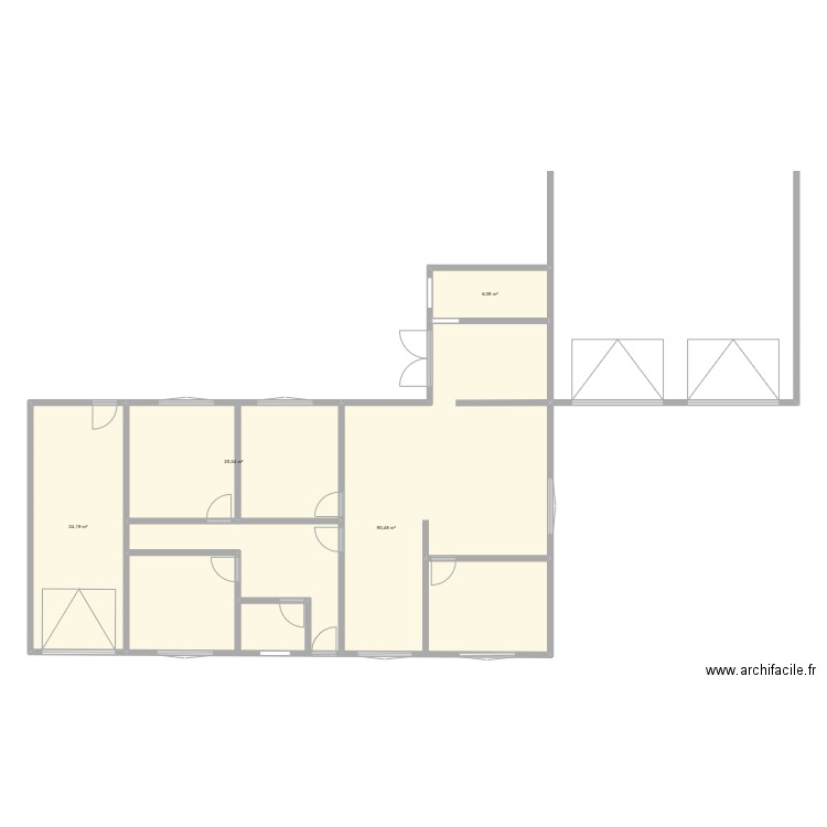 Maison Rt Provinciale . Plan de 4 pièces et 146 m2