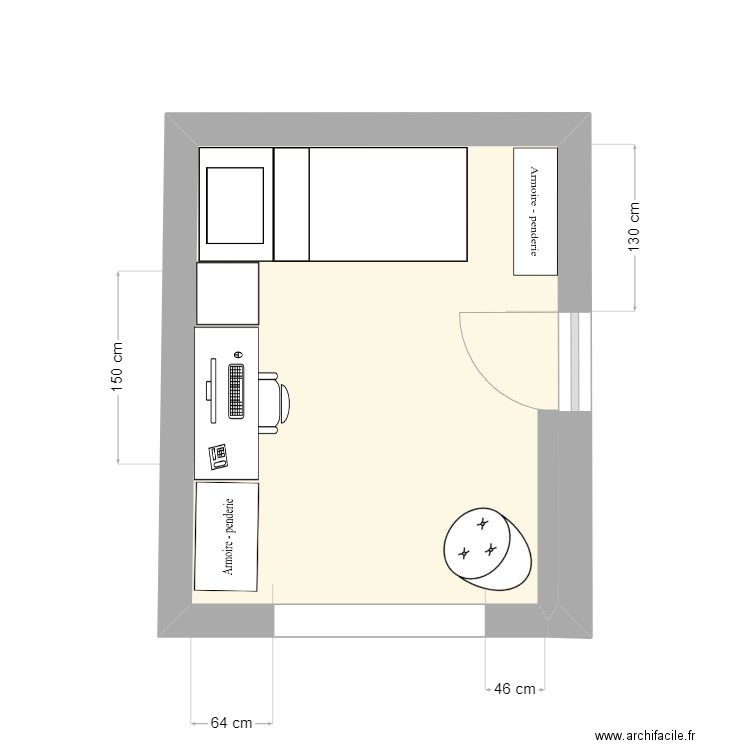 Chambre Antoine V1. Plan de 1 pièce et 10 m2