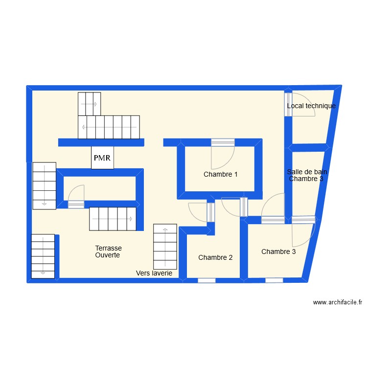 chateau bas. Plan de 6 pièces et 62 m2