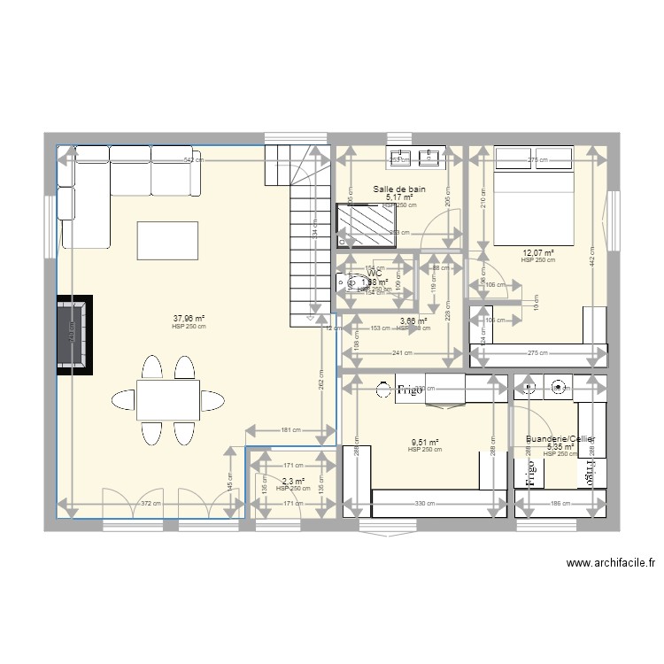 Maison Lafare test Amo et celine. Plan de 9 pièces et 158 m2