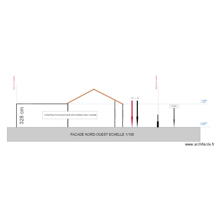 facade nord ouest. Plan de 0 pièce et 0 m2