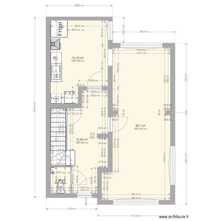 rdc sans annexe surface et cotations. Plan de 0 pièce et 0 m2