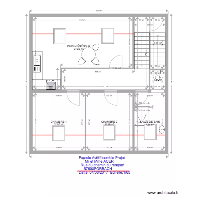 HASS comble projet. Plan de 