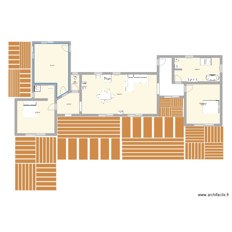 maison du haut 5. Plan de 7 pièces et 130 m2