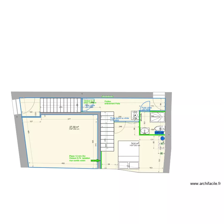 1ÉTAGE MODIF CLOISON MENUISERIE CH 3 SDB. Plan de 1ÉTAGE MODIF CLOISON MENUISERIE CH 3 SDB. Plan de