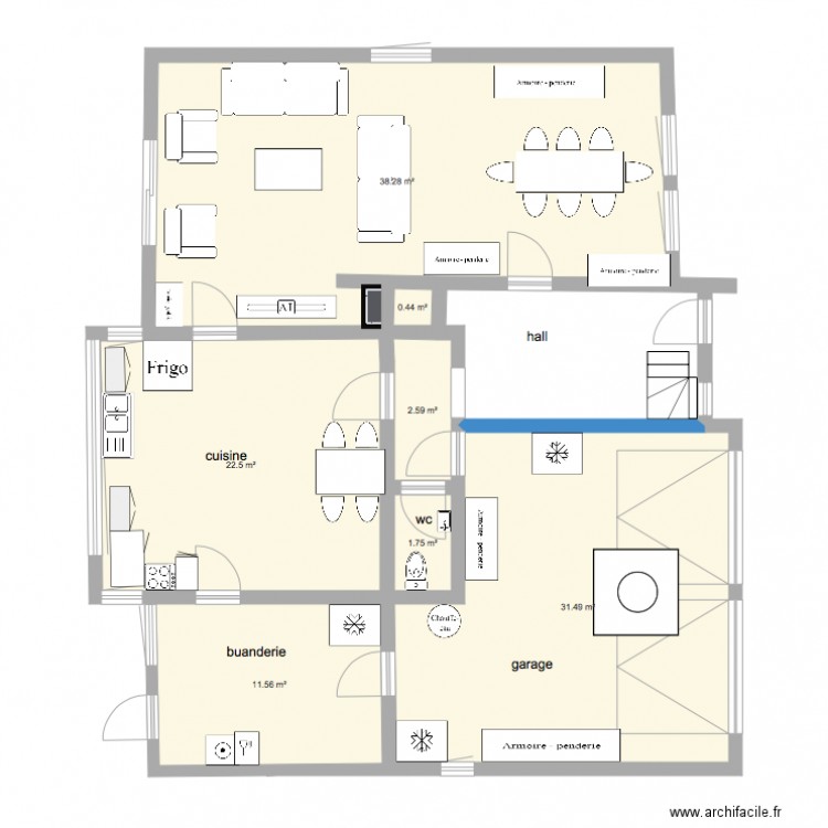rez maison fengshui. Plan de 0 pièce et 0 m2