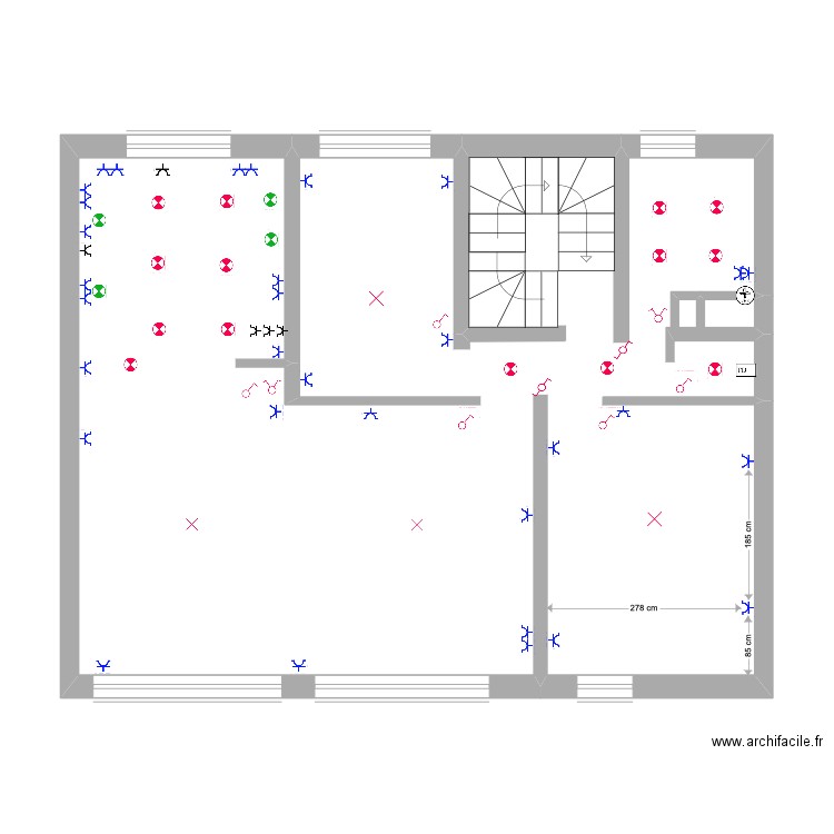 Théodore 1er étage électricité. Plan de 1 pièce et 68 m2