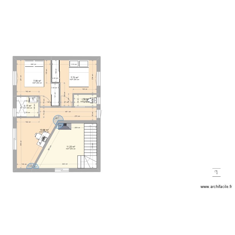 ETAGE FLO. Plan de 6 pièces et 41 m2