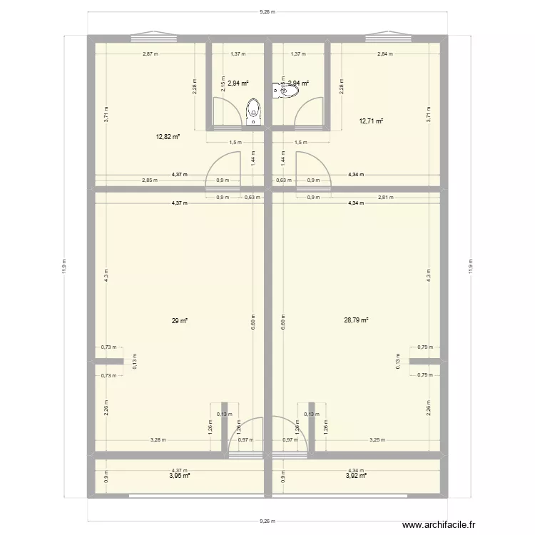SAINA 1. Plan de 8  et 97 m²