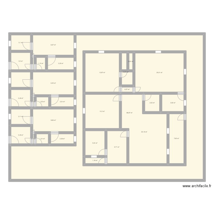 plan de 2. Plan de 30 pièces et 375 m2