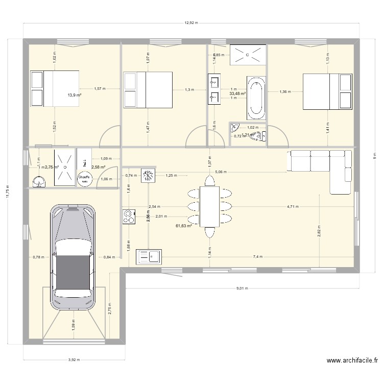 Maison Ludi. Plan de 6 pièces et 116 m2