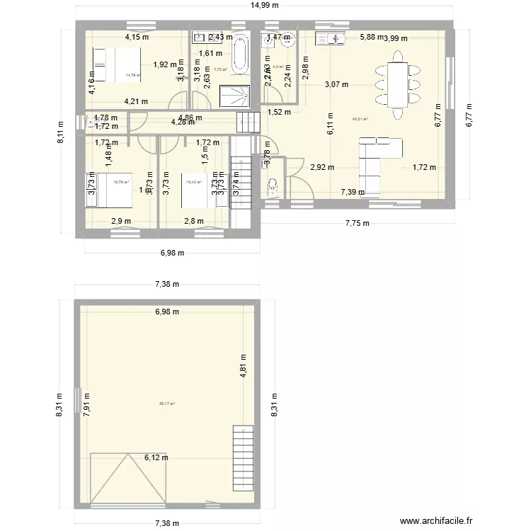 Maison Ludi. Plan de 8 pièces et 153 m² Maison Ludi. Plan de 8 pièces et 153 m²