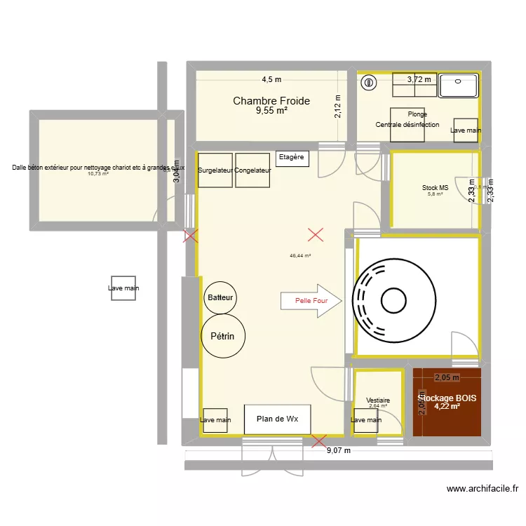 Plan du labo EN BAS. Plan de 8  et 80 m²