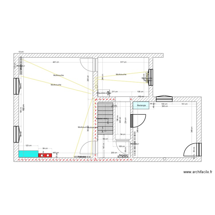 CHAUFFAGE PM V2 09 10 2025. Plan de 4 pièces et 57 m2