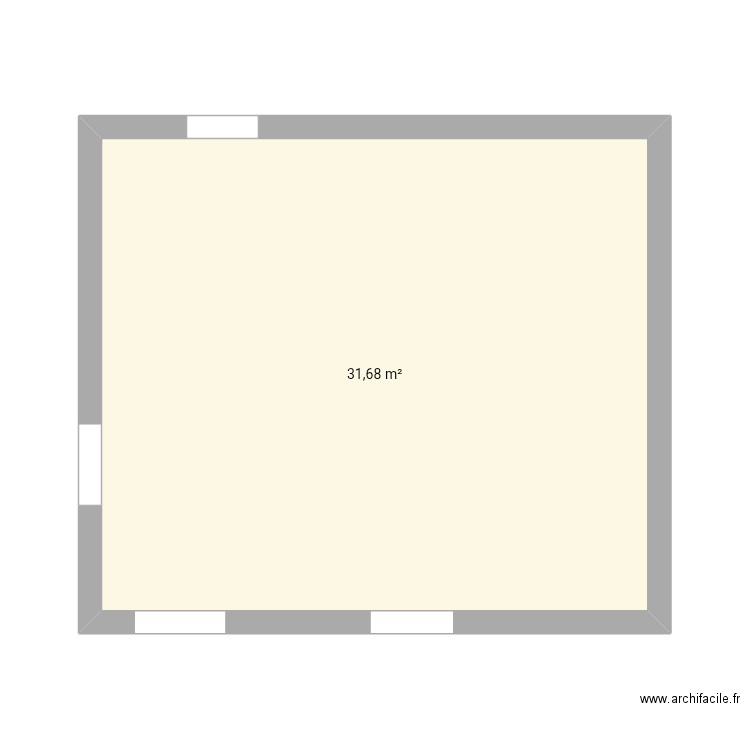 Salon. Plan de 1 pièce et 32 m2