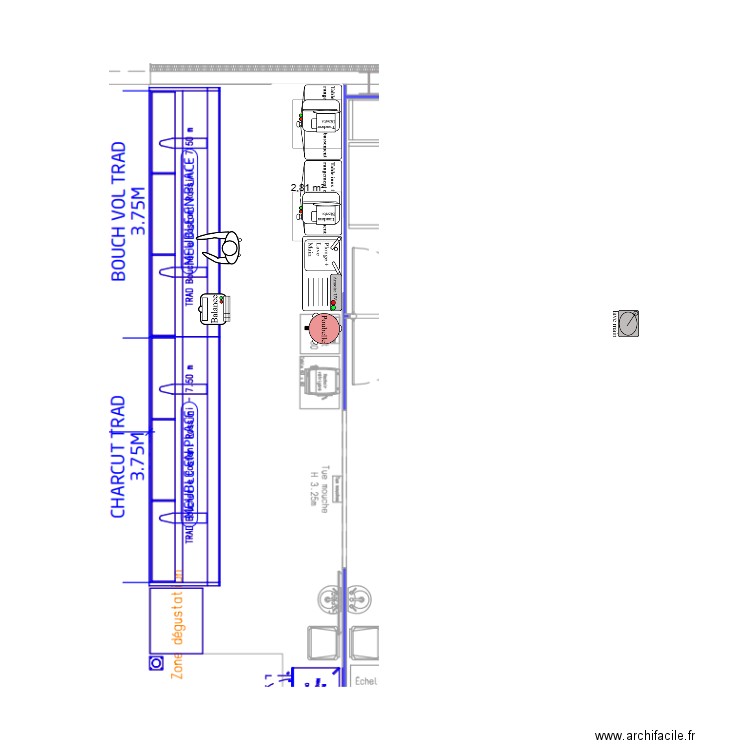 Arrière Trad CTT Chalindrey. Plan de 1 pièce et 3 m2