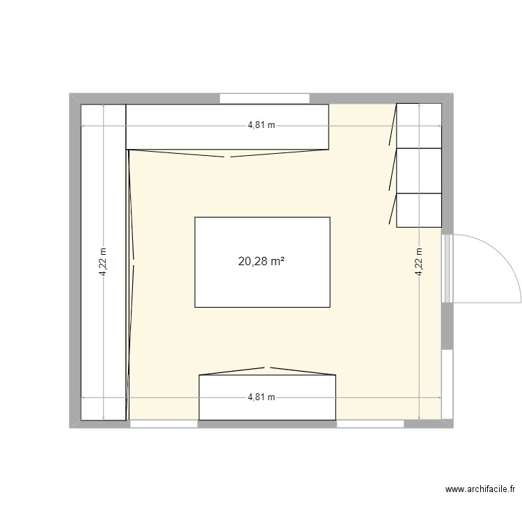 essai cuisine GP 2. Plan de 1 pièce et 20 m2