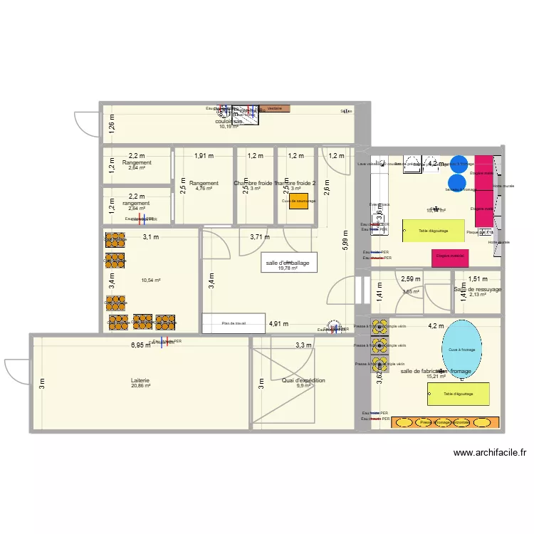 SCEA FERME Bauduin Plan fromagerie. Plan de 14  et 123 m²