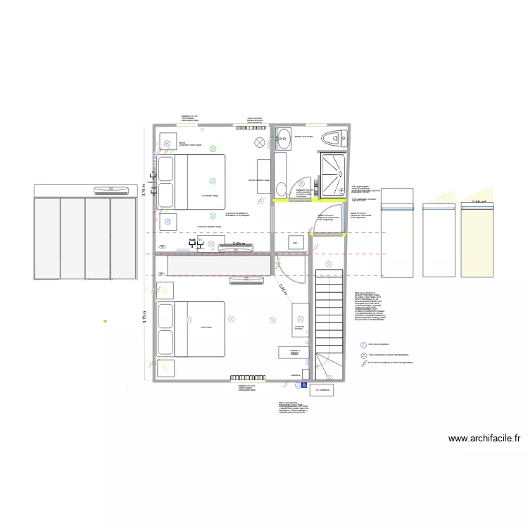 Remise: 2 chambres + SDB projet 3/répartition 1. Plan de 15 et 46 m² Remise: 2 chambres + SDB projet 3/répartition 1. Plan de 15 et 46 m²