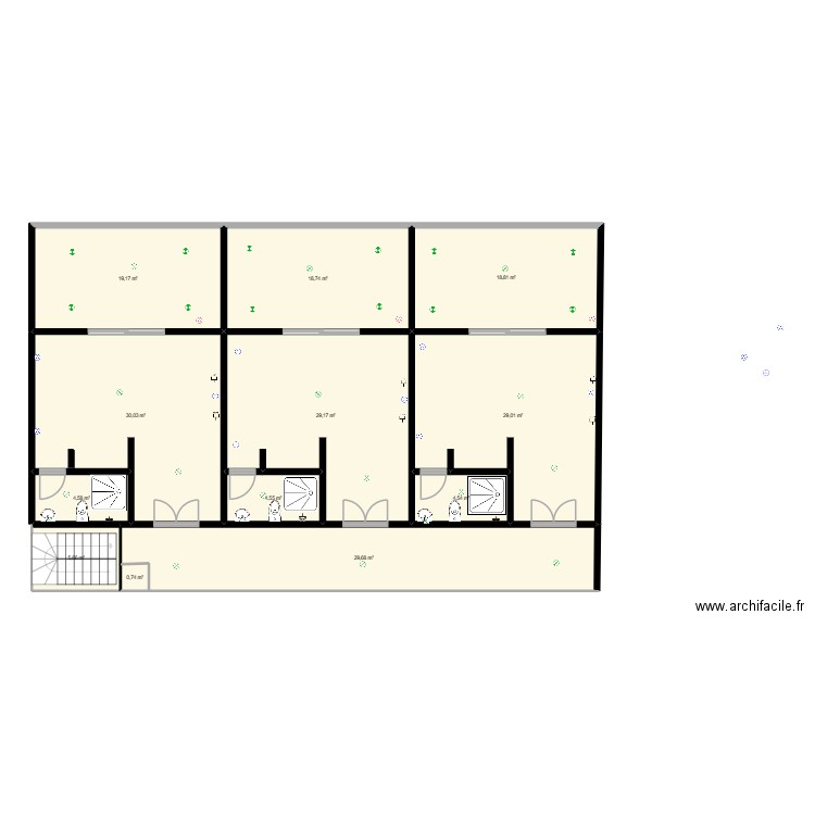 R+1 maison studio lampe prise. Plan de 12 pièces et 195 m2
