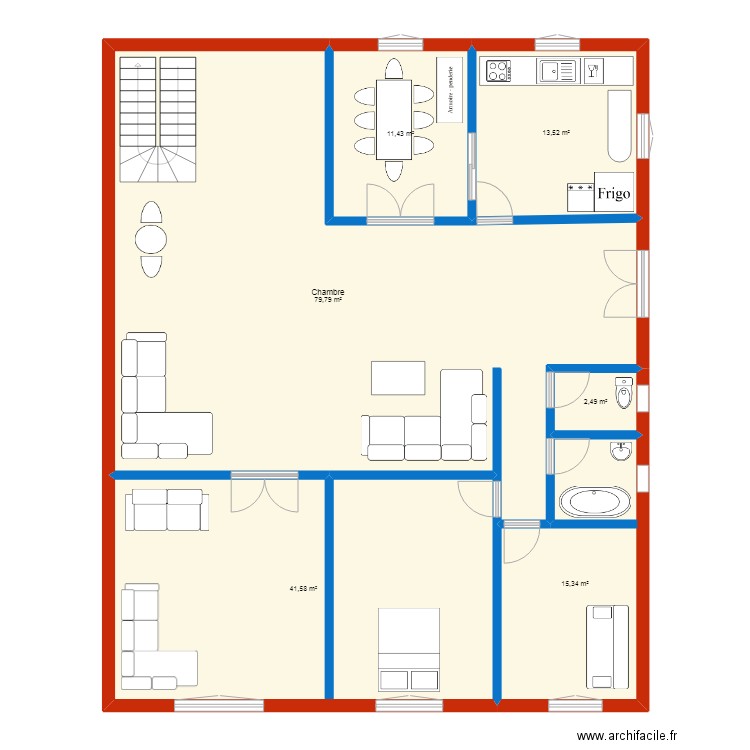 Appartement 180 m. Plan de 6 pièces et 164 m2